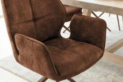 Drehbarer Design Stuhl CONCORD rost braun Samt Taschenfederkern Metallgestell braun