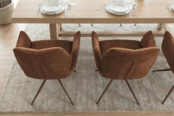 Drehbarer Design Stuhl CONCORD rost braun Samt Taschenfederkern Metallgestell braun