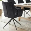 Drehbarer Design Stuhl CONCORD dunkelgrau Samt Taschenfederkern Metallgestell schwarz