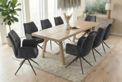 Drehbarer Design Stuhl CONCORD dunkelgrau Samt Taschenfederkern Metallgestell schwarz