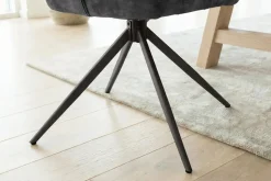 Drehbarer Design Stuhl CONCORD dunkelgrau Samt Taschenfederkern Metallgestell schwarz