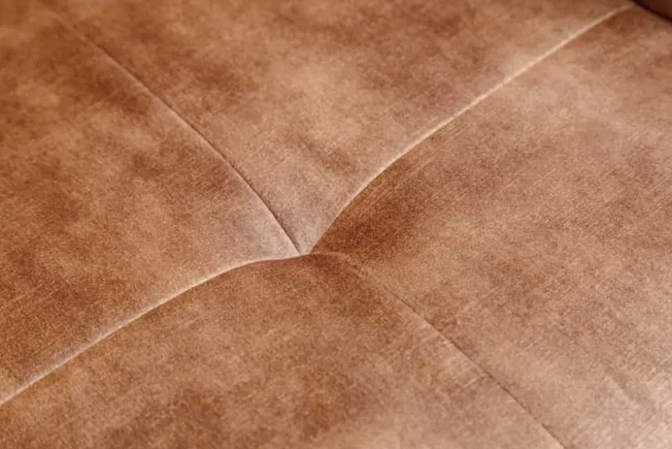 Drehbarer Design Stuhl EUPHORIA rost braun Samt mit Armlehne Metallgestell schwarz
