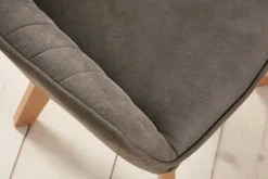 Drehbarer Design Stuhl LIVORNO vintage taupe Buchenholz Beine mit Armlehnen