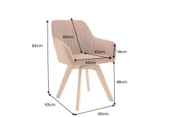 Drehbarer Design Stuhl LIVORNO vintage braun Buchenholz Beine mit Armlehnen