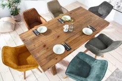 Drehbarer Design Stuhl LIVORNO vintage braun Buchenholz Beine mit Armlehnen