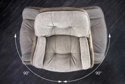Drehbarer Design Stuhl MR. LOUNGER vintage taupe Microfaser mit Armlehne