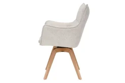 Drehbarer Design Stuhl VOGUE beige natur Strukturstoff Eichenholz 360° mit Armlehne
