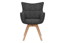 Drehbarer Design Stuhl VOGUE anthrazit natur Strukturstoff Eichenholz 360° mit Armlehne