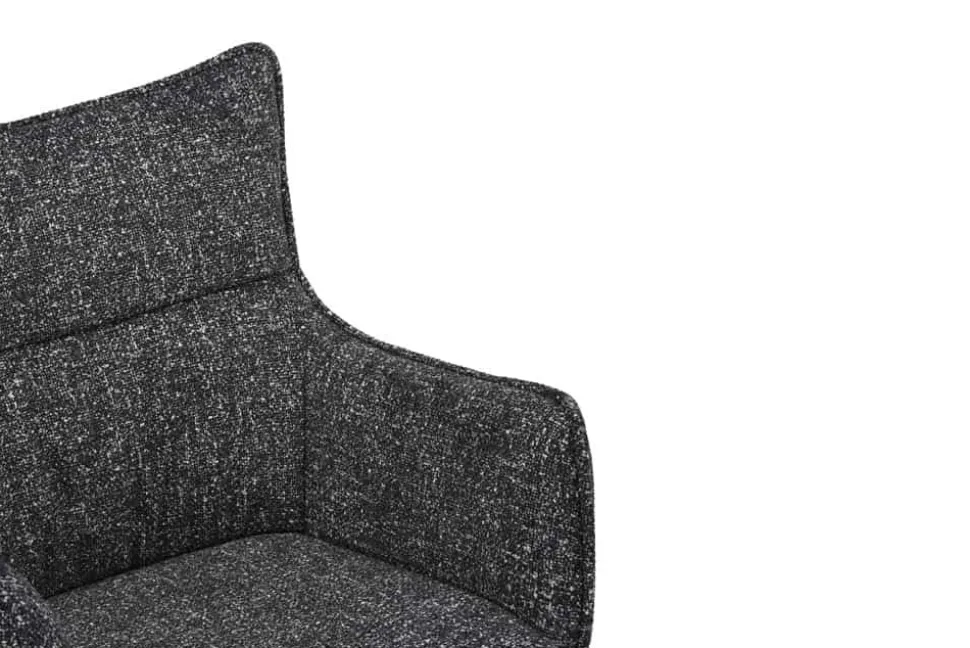 Drehbarer Design Stuhl VOGUE anthrazit natur Strukturstoff Eichenholz 360° mit Armlehne