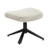 Drehbarer Hocker CLOUD champagner beige Chenillestoff schwarz Metall Fußhocker