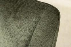 Drehbarer Retro Stuhl AVIGNON grün Chenille schwarze Metallbeine