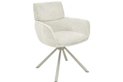 Drehbarer Retro Stuhl UNIQUE beige Chenille Cremona Metall champagner-beige