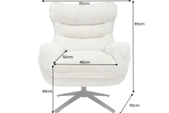 Drehbarer Sessel CLOUD champagner beige Chenille schwarz Metall