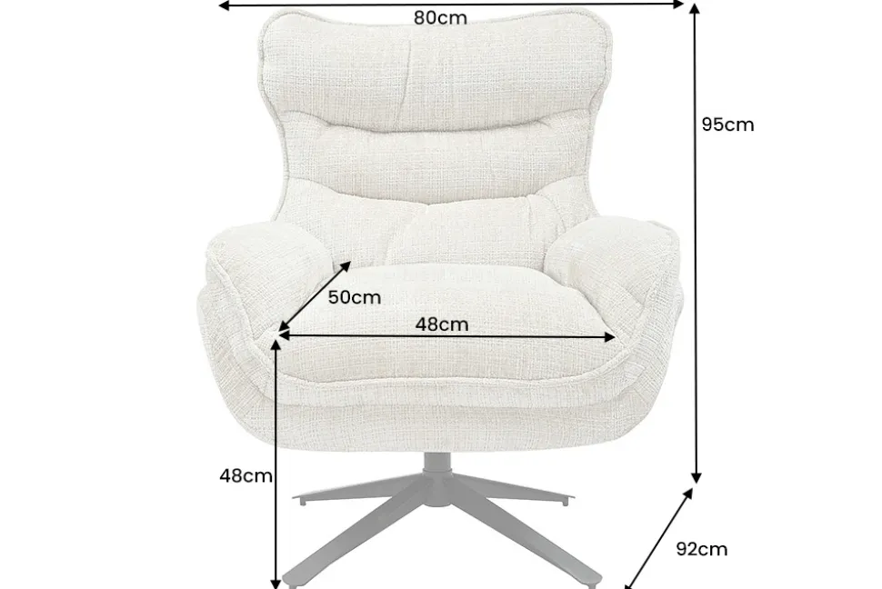 Drehbarer Sessel CLOUD champagner beige Chenille schwarz Metall