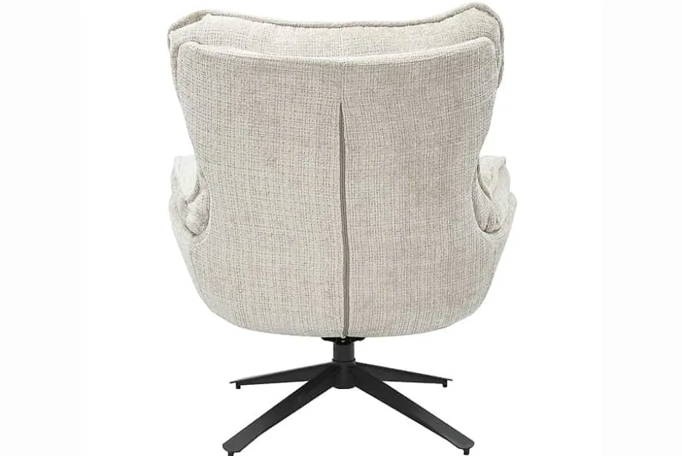 Drehbarer Sessel CLOUD champagner beige Chenille schwarz Metall