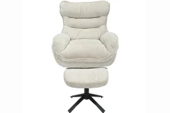 Drehbarer Sessel CLOUD champagner beige Chenille schwarz Metall