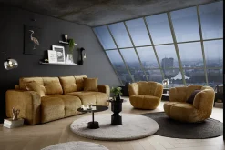 Drehbarer Sessel DIAMOND senfgelb Chenille Cremona 360°