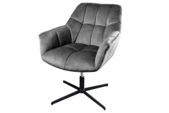 Drehbarer Sessel PAPILLON grau Samt schwarz Metall höhenverstellbar mit Armlehne