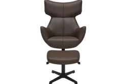 Drehbarer Sessel VOGUE brandy braun Kunstleder schwarze Metallbeine mit Armlehne