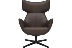 Drehbarer Sessel VOGUE brandy braun Kunstleder schwarze Metallbeine mit Armlehne