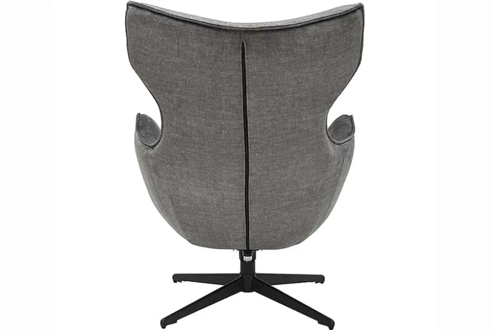 Drehbarer Sessel VOGUE grau Samt schwarze Metallbeine mit Armlehne