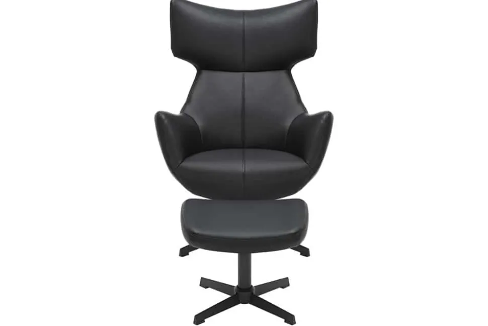 Drehbarer Sessel VOGUE schwarz Kunstleder Metallbeine mit Armlehne