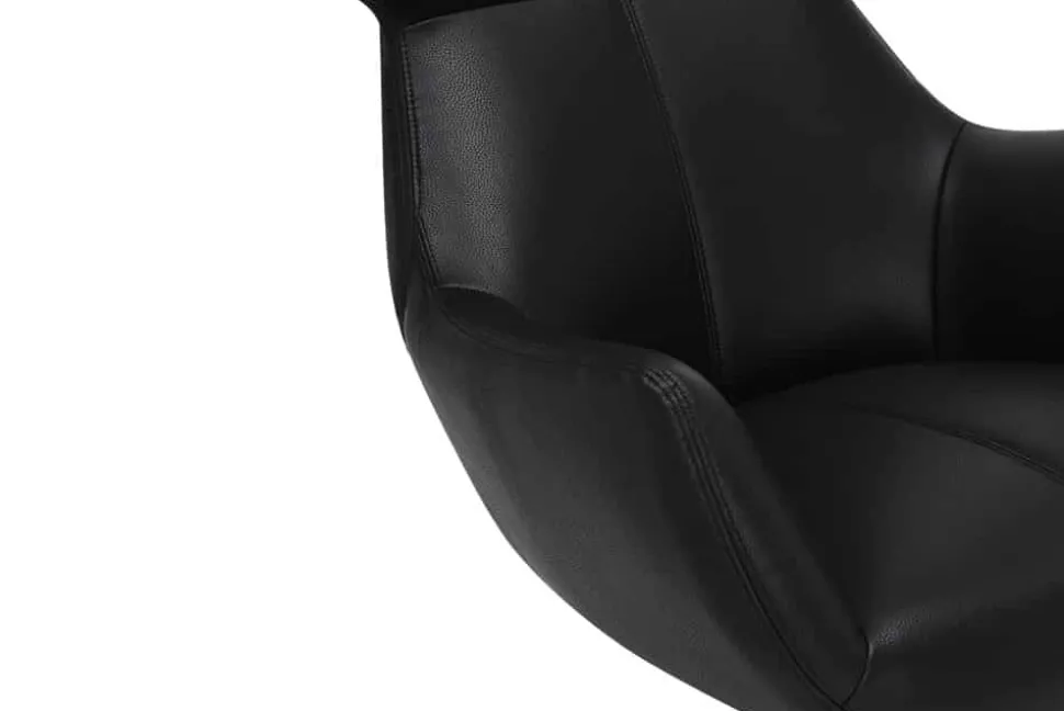 Drehbarer Sessel VOGUE schwarz Kunstleder Metallbeine mit Armlehne