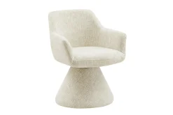 Drehbarer Stuhl AMBIENTO beige Chenille 180° mit Auto-Return Polsterstuhl
