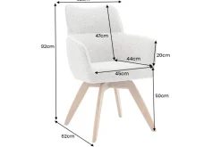 Drehbarer Stuhl ASGARD beige Strukturstoff mit Taschenfederkern und Armlehne