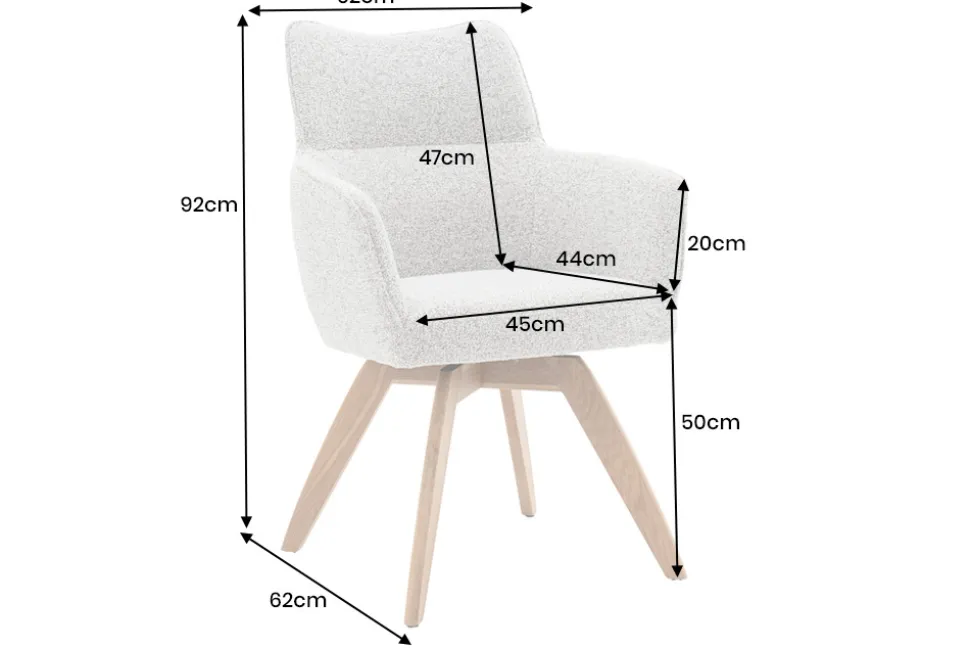 Drehbarer Stuhl ASGARD beige Strukturstoff mit Taschenfederkern und Armlehne