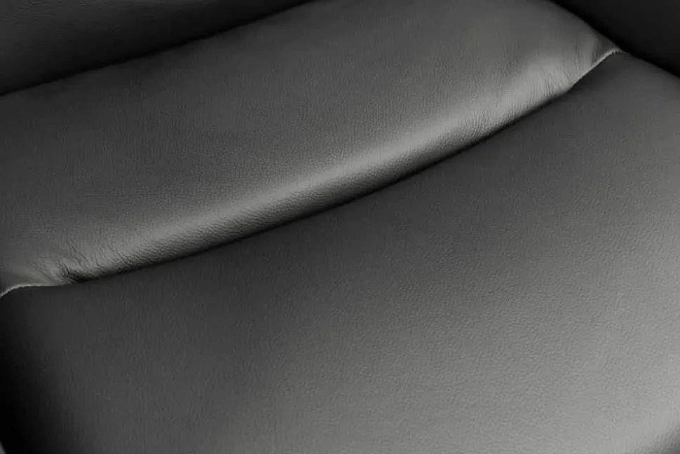 Drehbarer Stuhl BIG GEORGE grau Echtleder Microfaser mit Armlehne schwarze Metallbeine