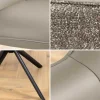 Drehbarer Stuhl LE GRAND taupe Echtleder Strukturstoff schwarzes Metallgestell