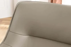 Drehbarer Stuhl LE GRAND taupe Echtleder Strukturstoff schwarzes Metallgestell