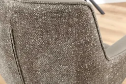 Drehbarer Stuhl LE GRAND taupe Echtleder Strukturstoff schwarzes Metallgestell