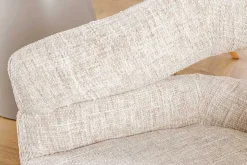 Drehbarer Stuhl ORGANIKO beige Chenillestoff Holzgestell Eiche mit Armlehne