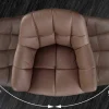 Drehbarer Stuhl PAPILLON brandy braun Echtleder mit Armlehne schwarzes Gestell