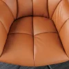 Drehbarer Stuhl PAPILLON cognac Echtleder mit Armlehne schwarzes Gestell
