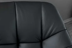 Drehbarer Stuhl PAPILLON schwarz Echtleder mit Armlehne schwarzes Gestell