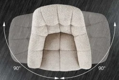 Drehbarer Stuhl PAPILLON greige Bouclé mit Armlehne schwarzes Metallgestell