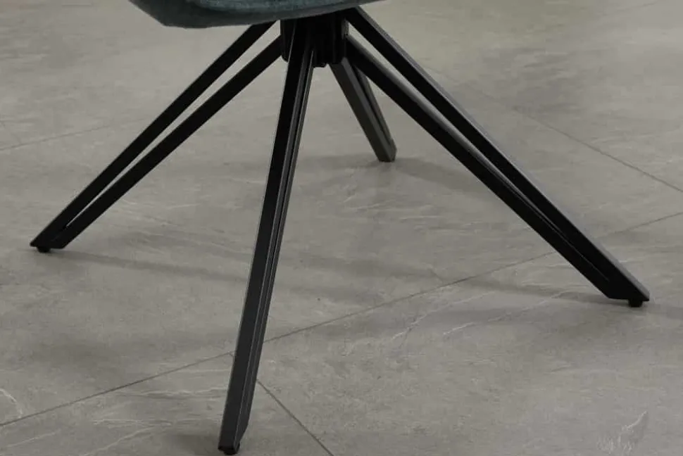 Drehbarer Stuhl PROMETHEUS petrol Vogue Velours Samt Taschenfederkern Metallgestell