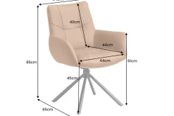 Drehbarer Stuhl SIGNATURE taupe Echtleder 360° mit Taschenfederkern schwarz Metall