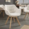 Drehbarer Stuhl THE DUTCH COMFORT beige Bouclé Tweed Soft Eichenholz