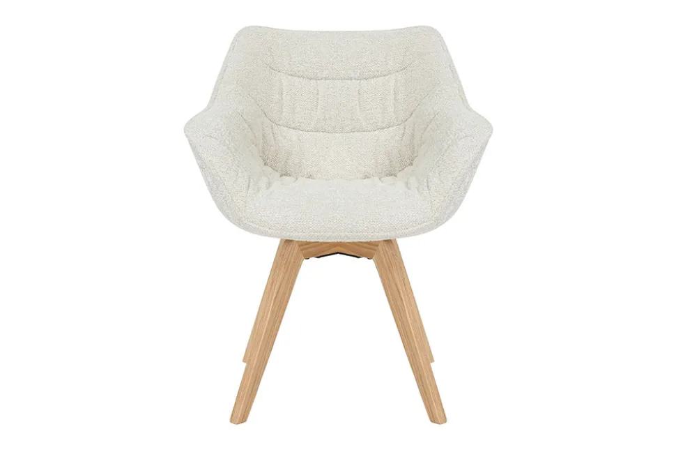 Drehbarer Stuhl THE DUTCH COMFORT beige Bouclé Tweed Soft Eichenholz