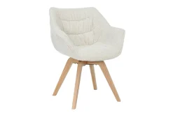 Drehbarer Stuhl THE DUTCH COMFORT beige Bouclé Tweed Soft Eichenholz