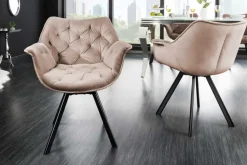 Drehbarer Stuhl THE DUTCH COMFORT greige Samt mit Armlehnen Modern Design
