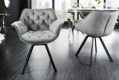 Drehbarer Stuhl THE DUTCH COMFORT grau Samt mit Armlehnen Modern Design