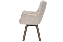 Drehbarer Stuhl THOR beige Strukturstoff braun Wenge Eichenholz 360° mit Armlehne