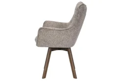 Drehbarer Stuhl THOR taupe Strukturstoff braun Wenge Eichenholz 360° mit Armlehne