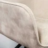 Drehbarer Stuhl VERONA champagner beige Samt Strukturstoff mit Armlehne Metallbeine schwarz