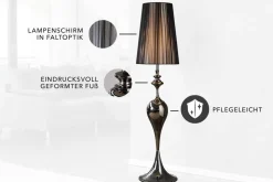 Edle Design Stehlampe LUCIE 160cm schwarz Barock Stil Stehleuchte
